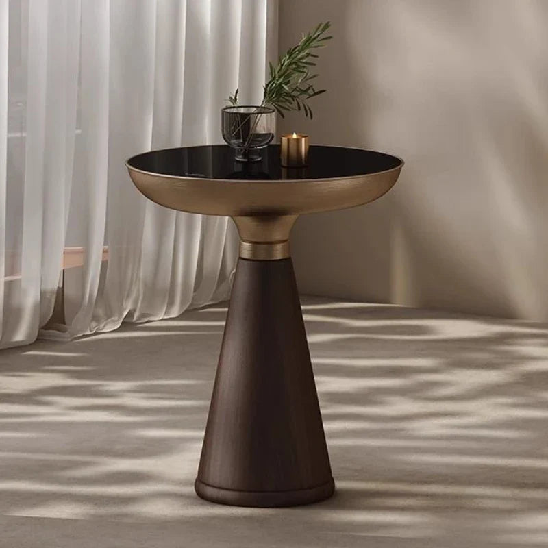 Solvaynne Nordic Round Coffee Table | Luxury Modern Glass Top Side Table with Metal Frame | Minimalist Living Room Center Table | Elegant Italian Style Design