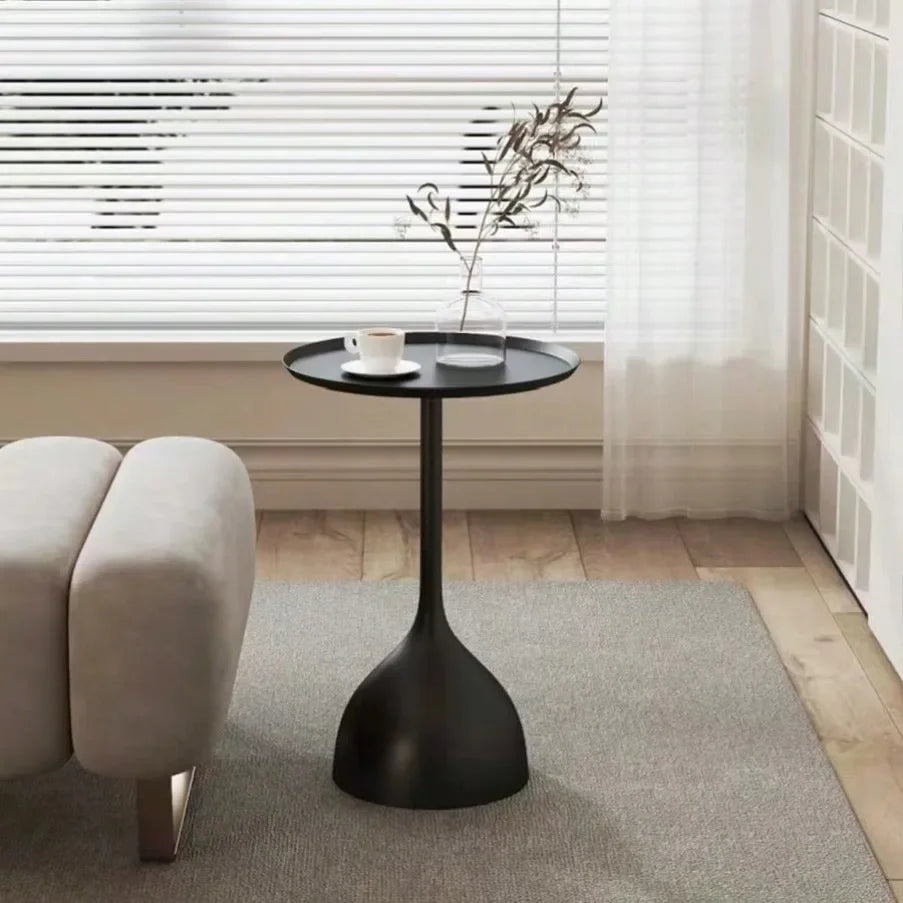 Valessia Scandinavian Round Side Table | Minimalist Metal Iron Frame Accent Table | Compact Nordic Coffee & Nightstand Table | D40 × H60 cm Modern Home Decor