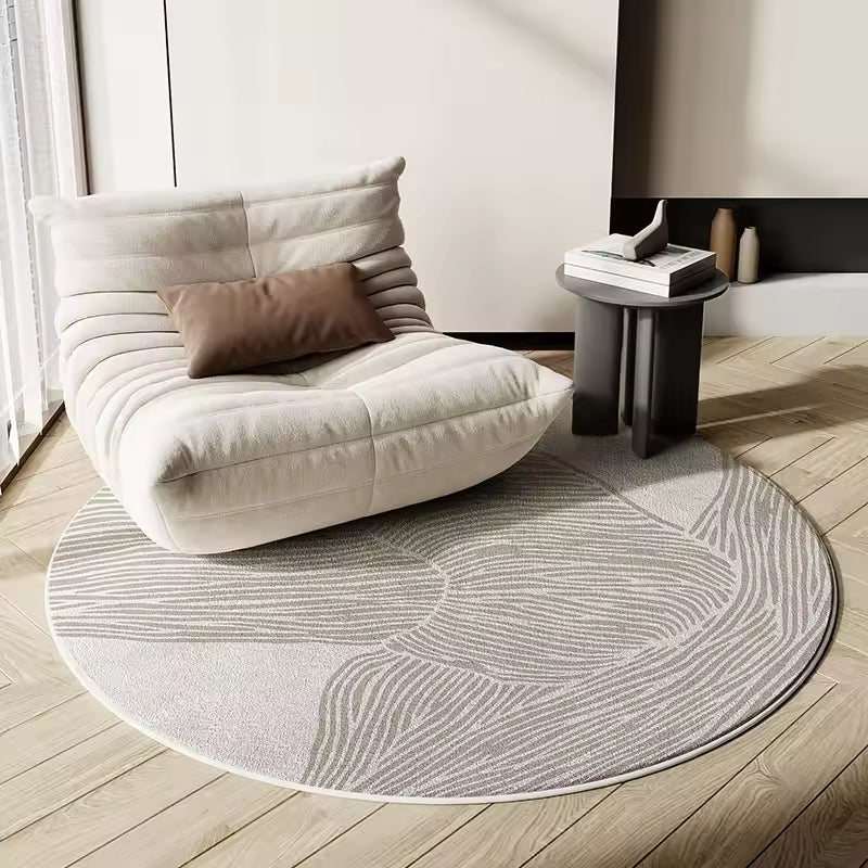 Alveris Wabi Sabi Round Rug | Soft Imitation Cashmere Carpet | Minimalist Living Room, Bedroom & Office Chair Mat