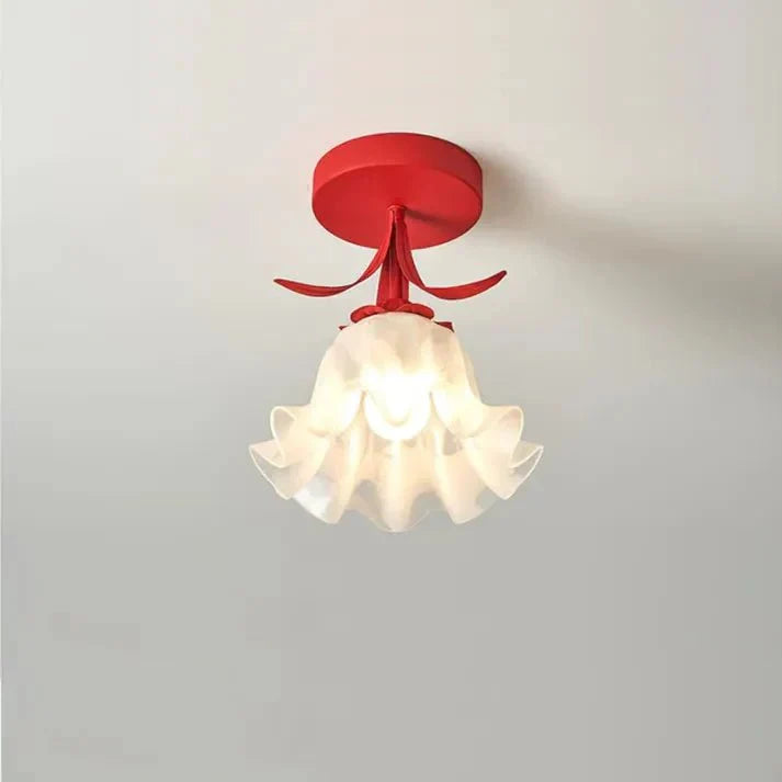 Simple Tiffany Ceiling Lamp with Mini Flowers