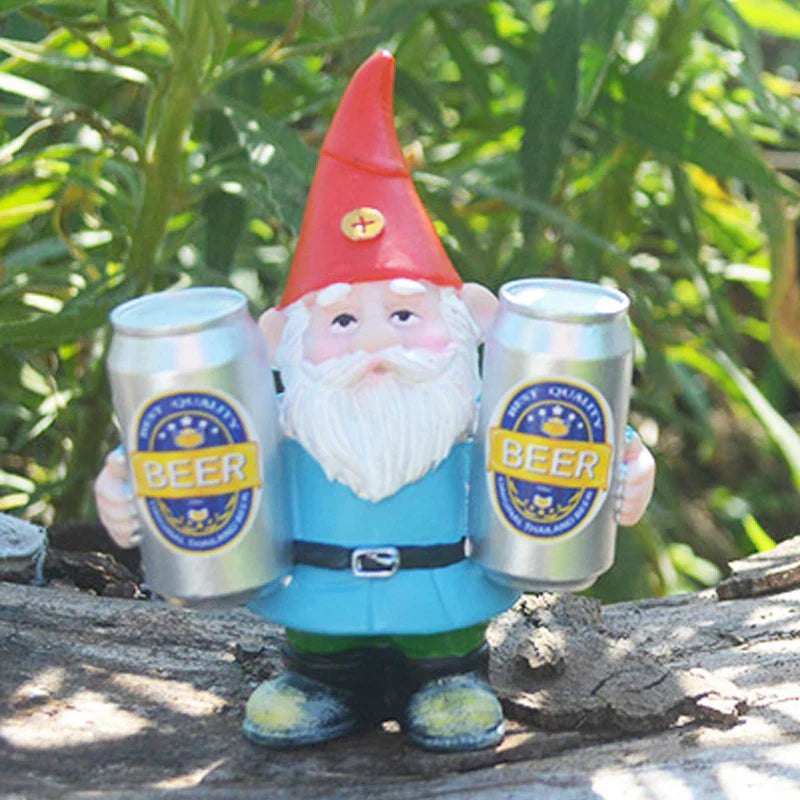 Drunken Garden Gnome Figurine with Beer for Garden & Home Decor | Funny Resin Ornament | Indoor & Outdoor Decorative Figure