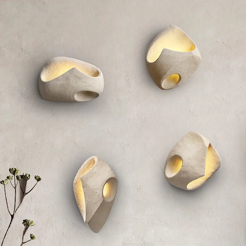 Art Deco Cement Style Wall Lamp for Interior Spaces | Sculptural Design | G4 LED Light | Resin Build | Modern Industrial Lighting