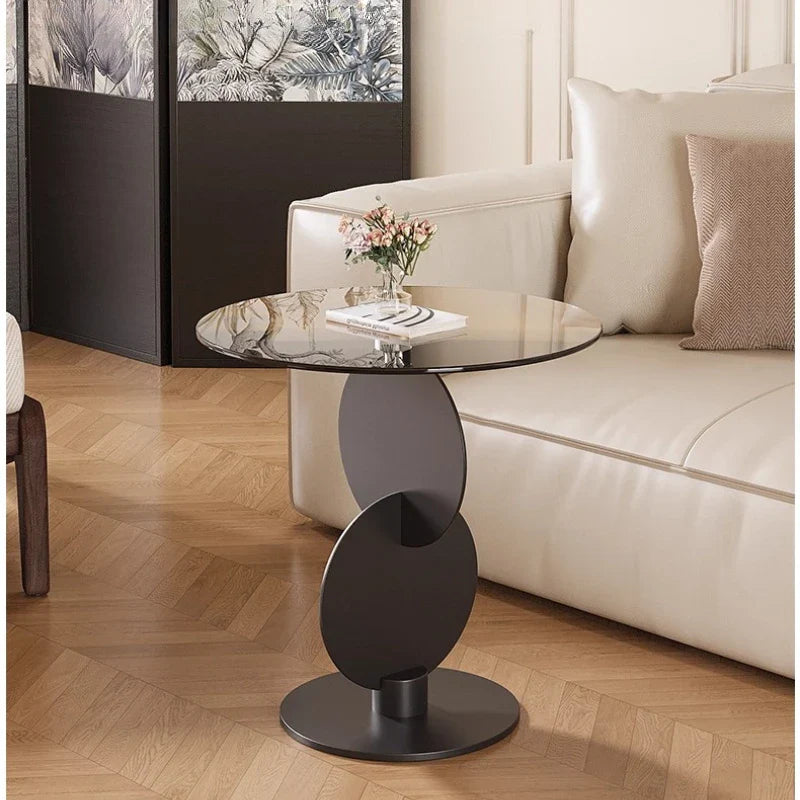 Lioren Round Glass Side Table | Minimalist Luxury End Table for Living Room & Bedroom