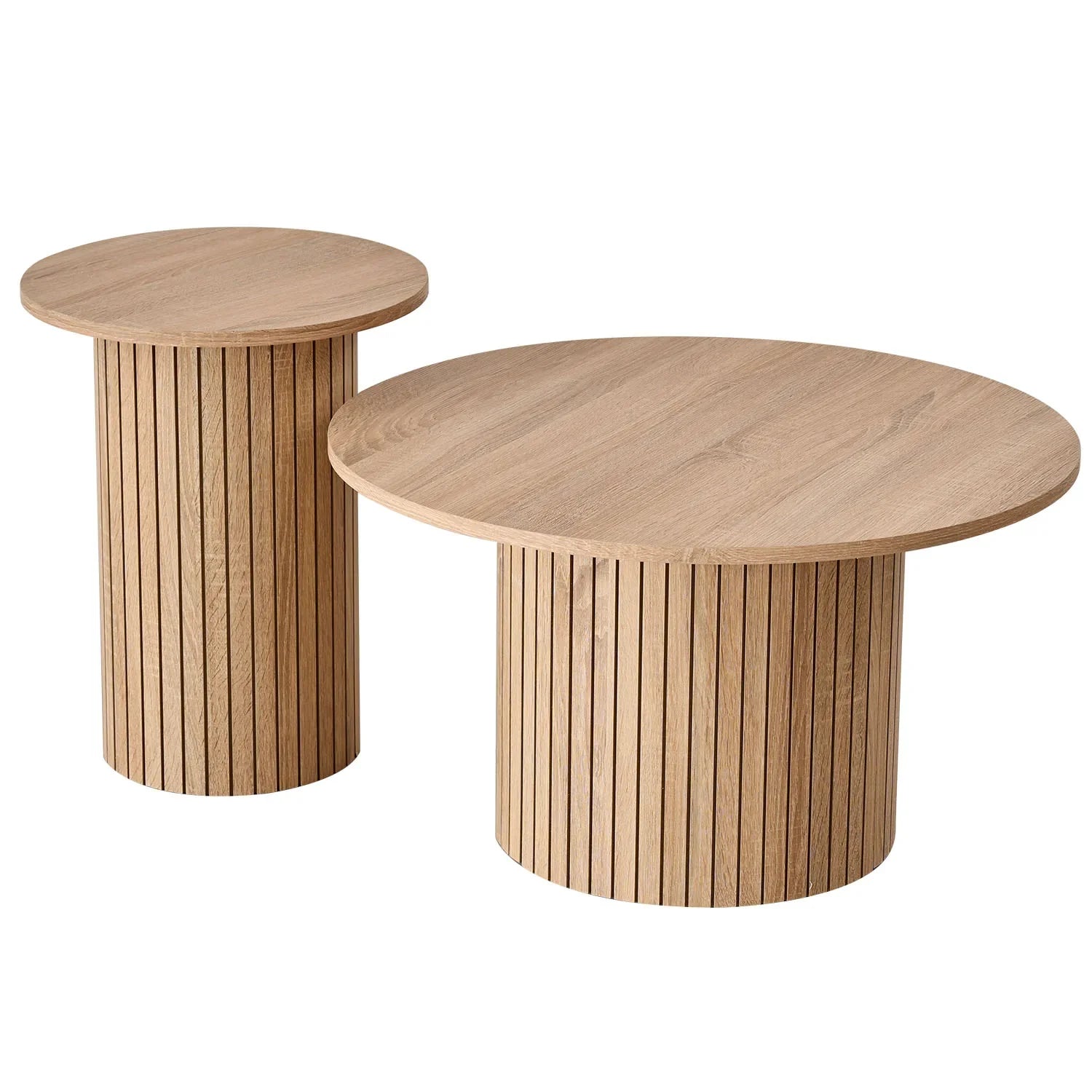 Arvellonn Round Nesting Coffee Table Set of 2 | 70 cm & 40 cm | Modern Space-Saving Center Tables