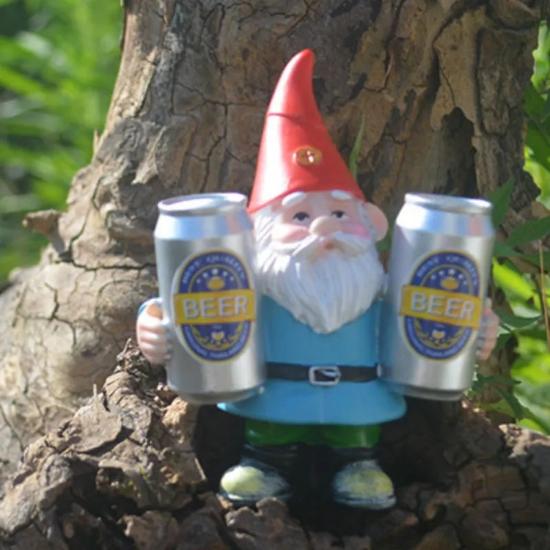 Drunken Garden Gnome Figurine with Beer for Garden & Home Decor | Funny Resin Ornament | Indoor & Outdoor Decorative Figure