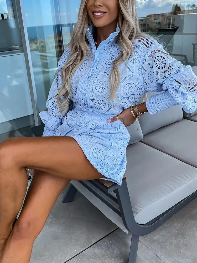 Two-Piece Set with Long Sleeve Blouse and High Waist Shorts for Women | Ideal for Spring and Summer