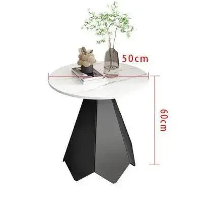 Valdaro Modern Round Coffee Table | Marble-Look Luxury Side Table with Integrated Storage | Minimalist Metal Living Room Center Table | Elegant Home & Hotel Furniture