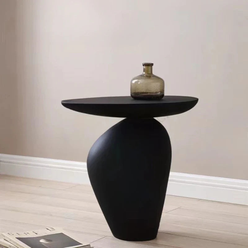 Obsidian Modern Black Pebble Coffee Table | Organic Designer Side Table | Contemporary Living Room & Bedroom Accent Table