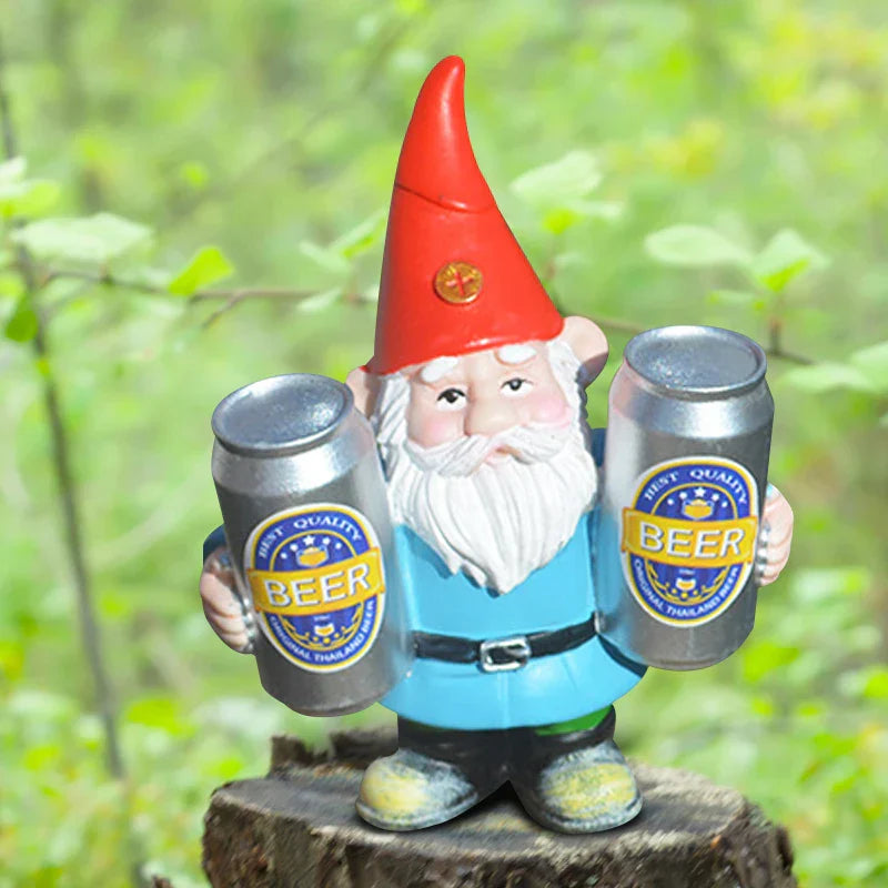 Drunken Garden Gnome Figurine with Beer for Garden & Home Decor | Funny Resin Ornament | Indoor & Outdoor Decorative Figure