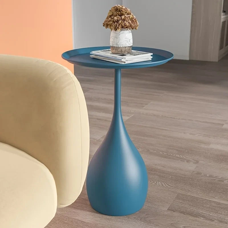 Ariessa Mobile Round Side Table | Light Luxury Minimalist Coffee & Nightstand Table with Wheels | Compact Metal Accent Table for Sofa & Bedroom | D40 × H60 cm