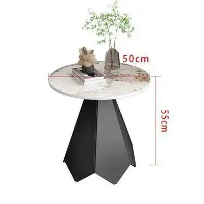 Valdaro Modern Round Coffee Table | Marble-Look Luxury Side Table with Integrated Storage | Minimalist Metal Living Room Center Table | Elegant Home & Hotel Furniture