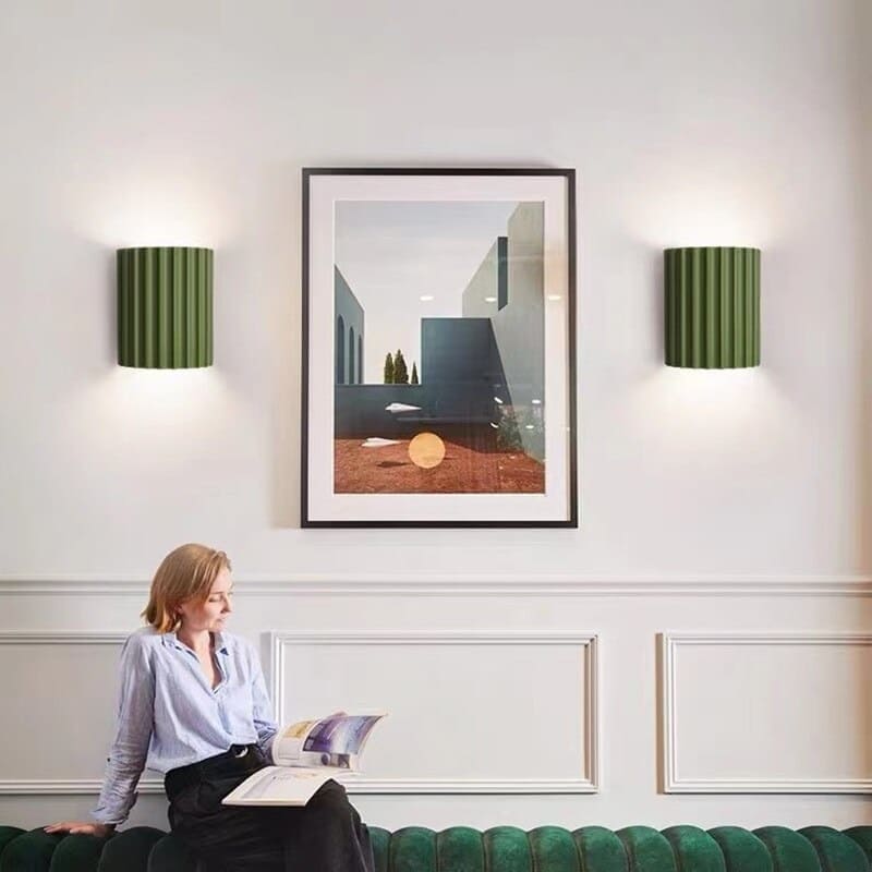 Modern Half-Round Resin Wall Lamp for Living Room | Up & Down Lighting | G9 Dual Light Fixture | Contemporary Indoor Wall Sconce