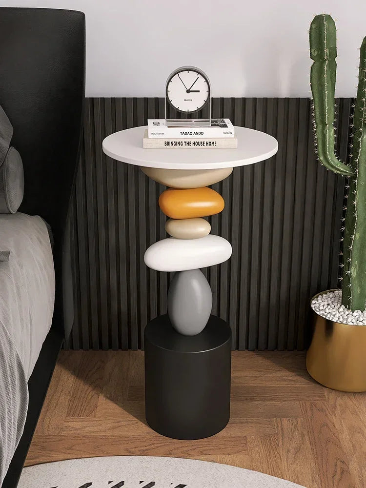 Veltrano Foldable Round Side Table | Modern Living Room Accent Table | Compact Coffee Table