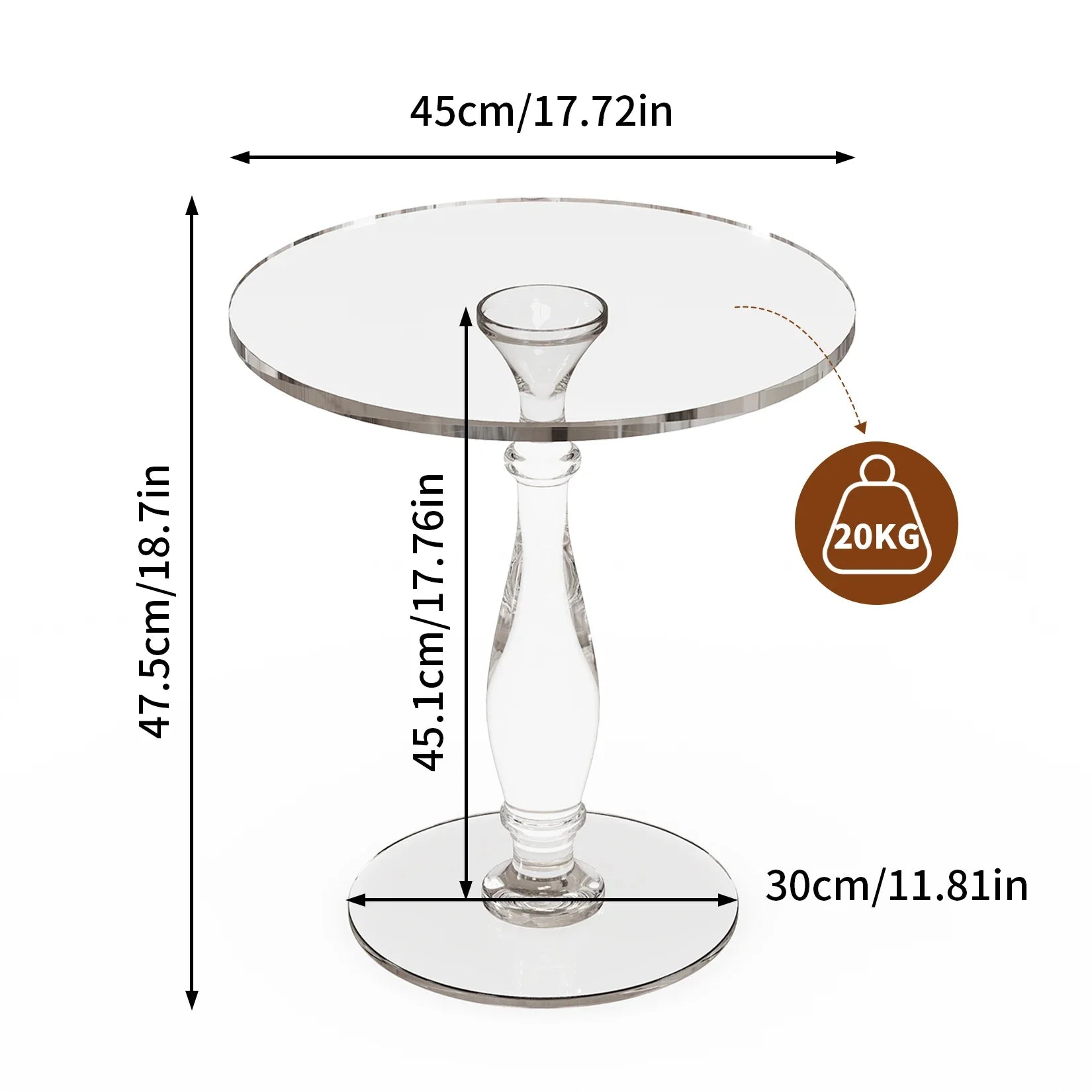 Aurelin Round Transparent Acrylic Side Table | Modern Roman Column Accent Table