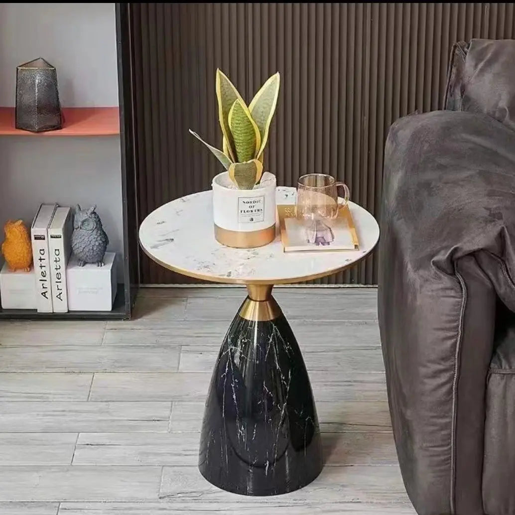 Eldorian Nordic Round Coffee Table | Light Luxury Side Table | Modern Accent Table for Living Room, Bedroom & Balcony