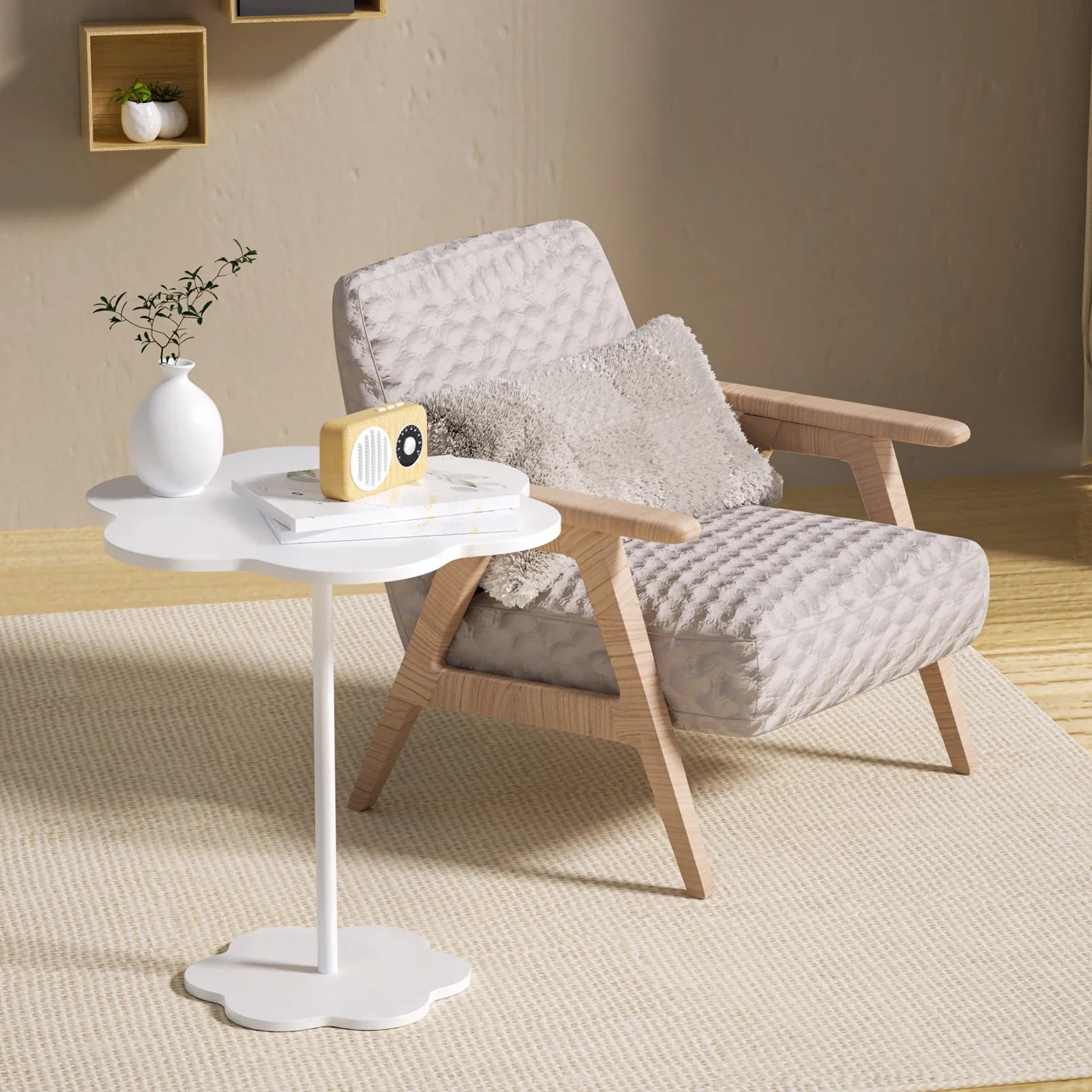 Velessa Cloud-Shaped Side Table | Wabi Sabi Organic Accent Table | Minimalist Artistic Nightstand & Sofa Table, 52 x 32.5 cm