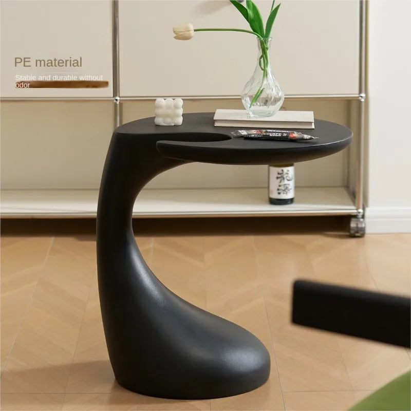 Velmoro Luxe Minimalist Black Side Table with Shelf | Modern Nightstand & Sofa Table | Lightweight Mobile Coffee Table, 31.5 x 49 x 54 cm