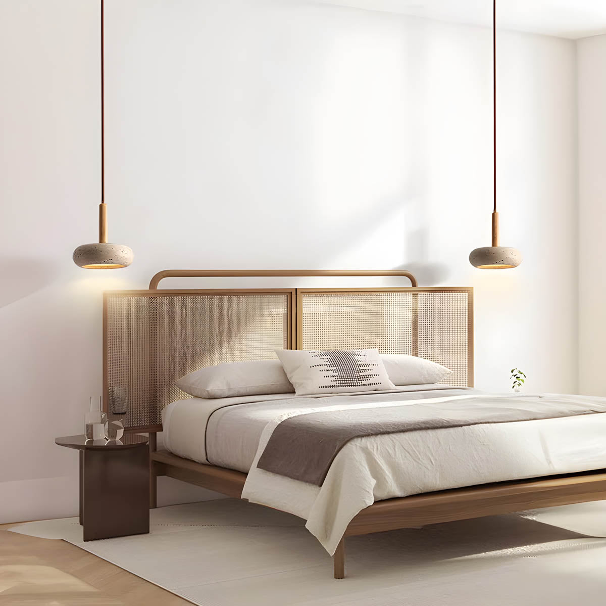 Wabi Sabi Hanging Pendant Lamp Natural Travertine Stone Light | Minimalist Organic Ceiling Lighting | LED Included
