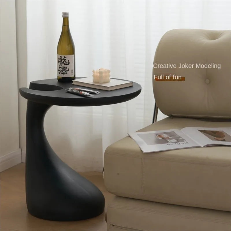 Velmoro Luxe Minimalist Black Side Table with Shelf | Modern Nightstand & Sofa Table | Lightweight Mobile Coffee Table, 31.5 x 49 x 54 cm