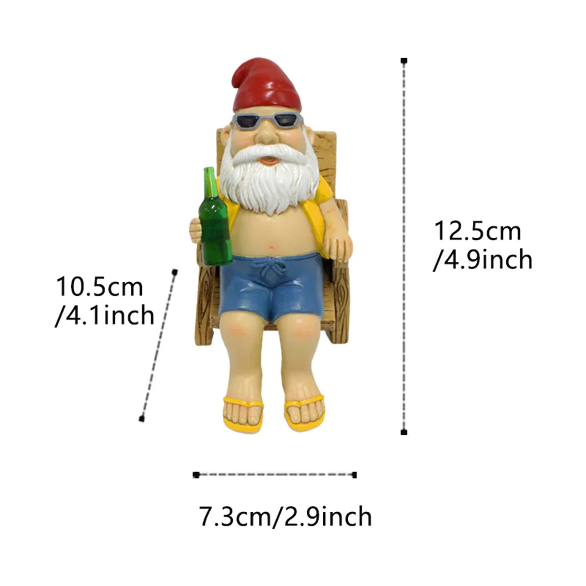 Garden Gnome Sunbather Figurine with Deck Chair for Garden & Patio | Weatherproof Resin Garden Decor | Summer Outdoor Ornament