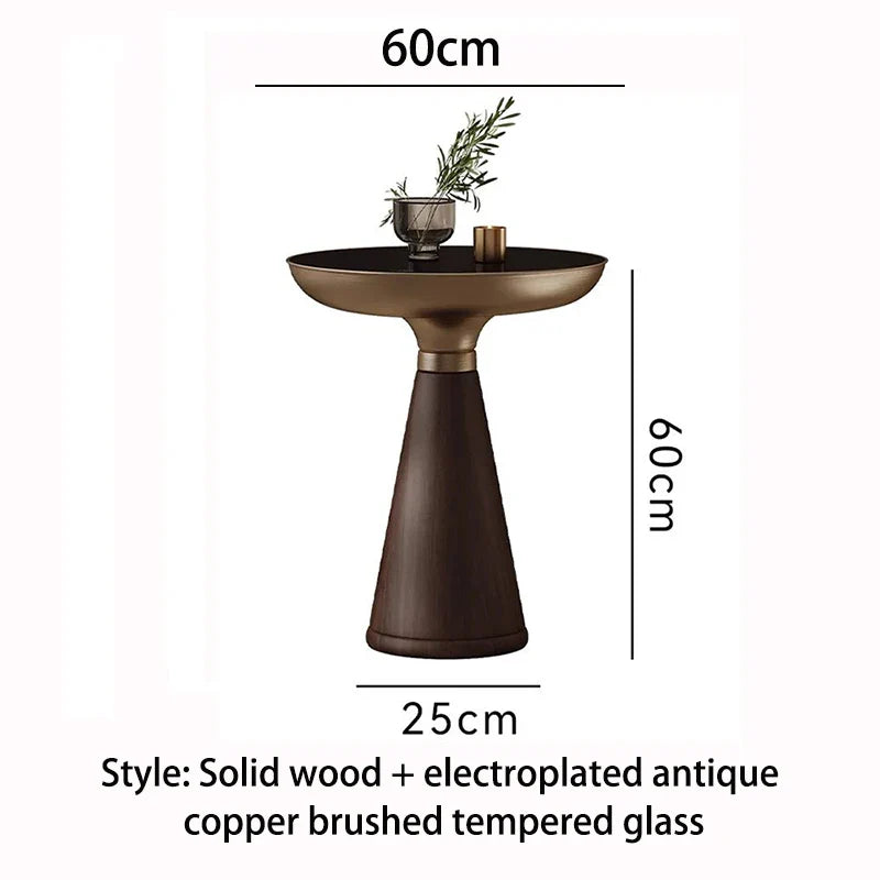 Solvaynne Nordic Round Coffee Table | Luxury Modern Glass Top Side Table with Metal Frame | Minimalist Living Room Center Table | Elegant Italian Style Design