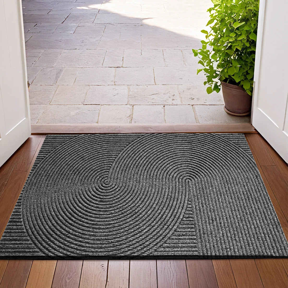 Nivara 3D Groove Door Mat | Non-Slip Polyester Entrance Rug | Durable Indoor & Outdoor Dirt Trap Mat