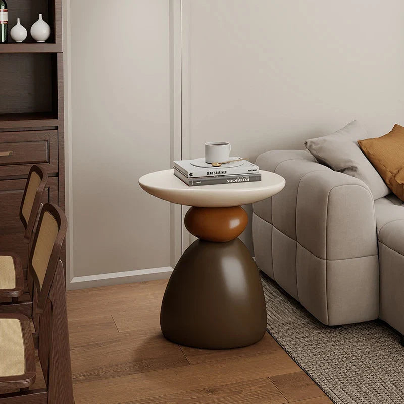 Caldero Luxe Stone Sculptural Side Table | Modern Resin Accent Table | Nordic Light Luxury Decorative Coffee Table