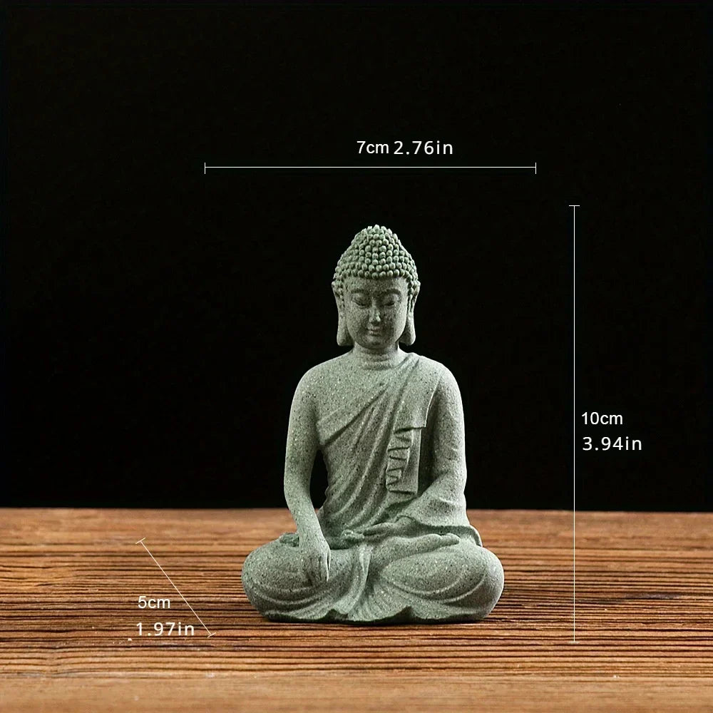 Brunno Figure | Zen Buddha made of green sandstone for table & aquarium