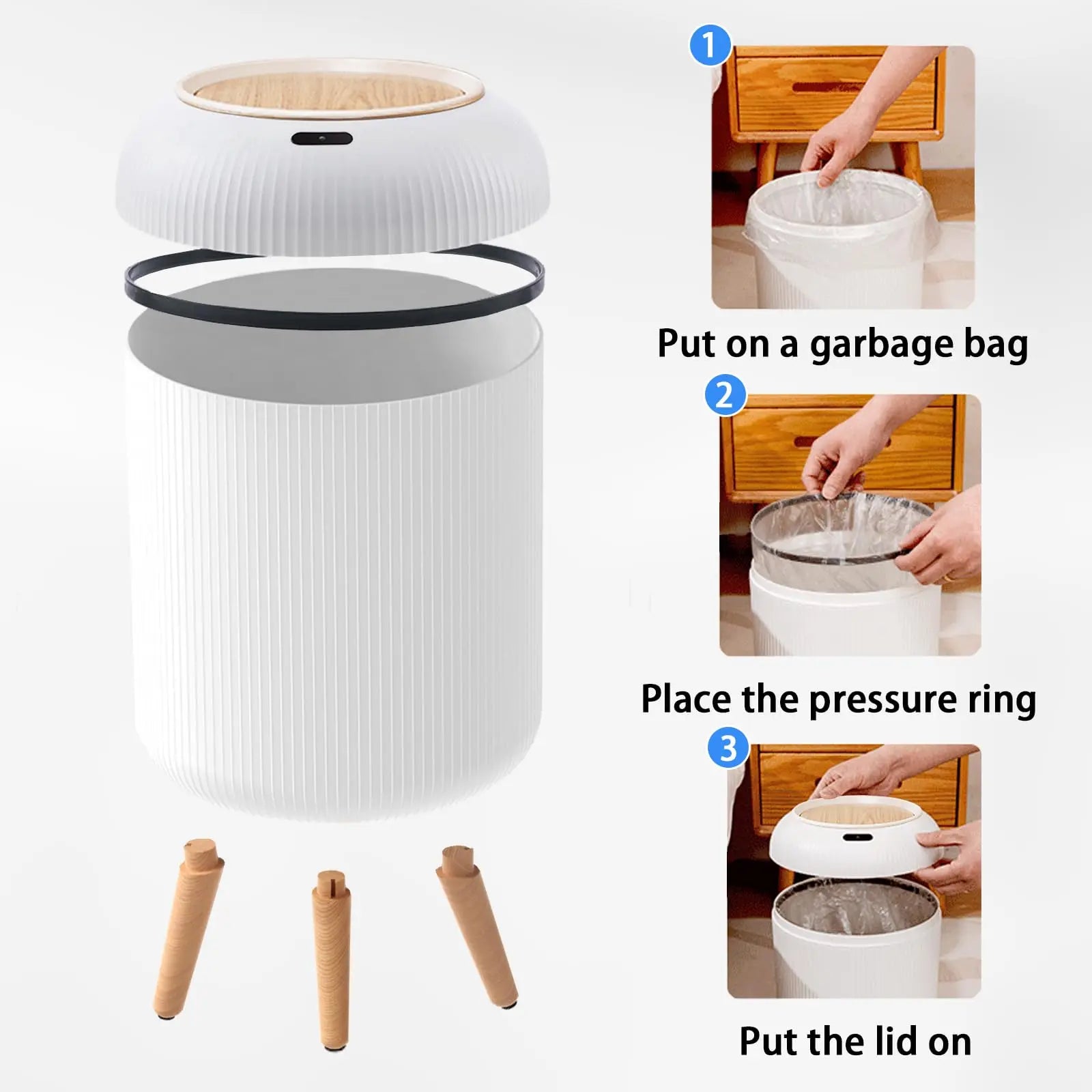 Vekkio Sense | Automatic Trash Can with Motion Sensor for Bathroom, Kitchen, or Office