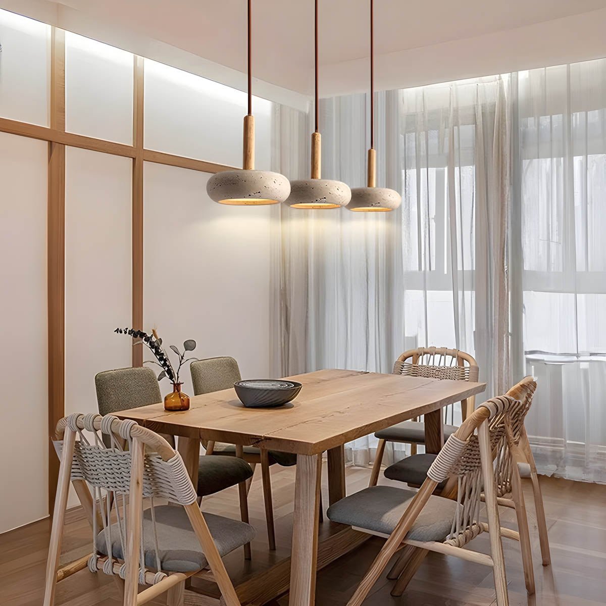 OSHO Stone Pendant Lamp Yellow Travertine Hanging Light | Natural Stone LED Pendant | Neutral & 3-Color Light | Indoor Ceiling Lighting