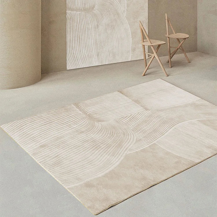 Vorenis Japanese Minimalist Area Rug | Fluffy Soft Non-Slip Carpet | Modern Bedroom & Living Room Floor Rug
