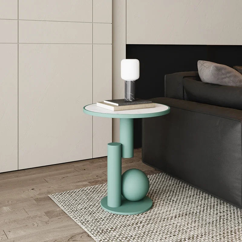 Calviera Round Luxury Side Table | Rock Slab Accent Table | Modern Sofa & Bedroom Nightstand Table