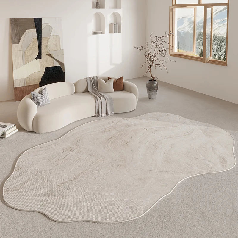 Enna Retro Area Rug | Soft Irregular Shaped Non-Slip Carpet | Modern Living Room & Bedroom Floor Rug