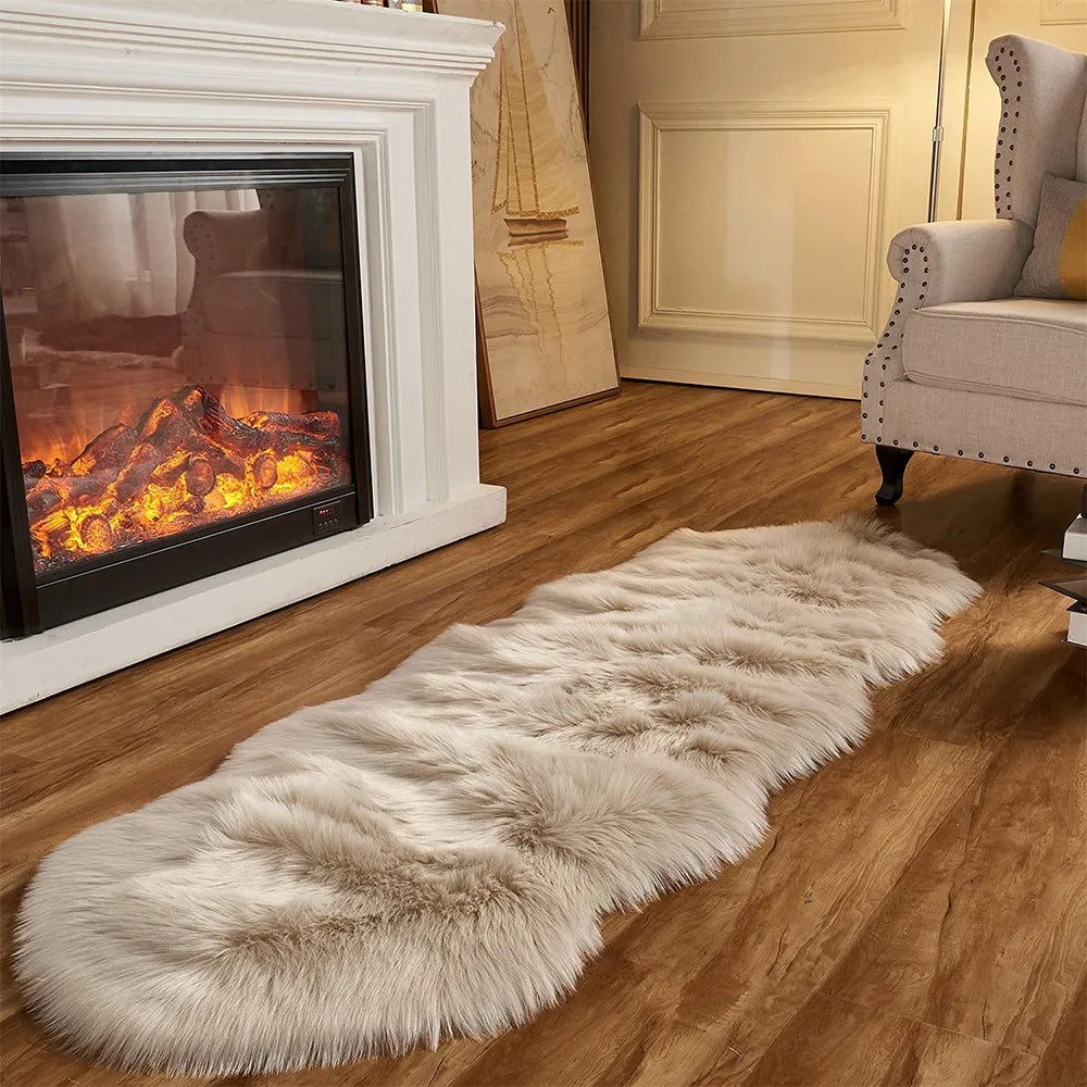 Novalyra Imitation Sheepskin Rug | Ultra Soft Plush Area Carpet | Cozy Bedroom & Living Room Floor Rug