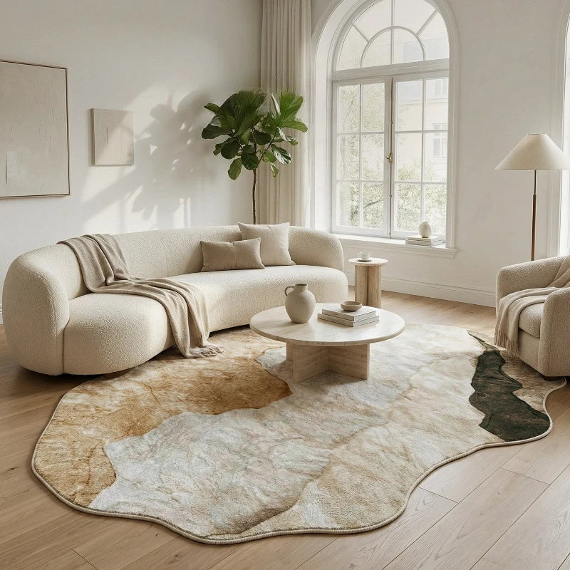Neloura Irregular Shape Plush Rug | Soft Fluffy Area Carpet | Modern Luxury Floor Rug for Living Room & Bedroom