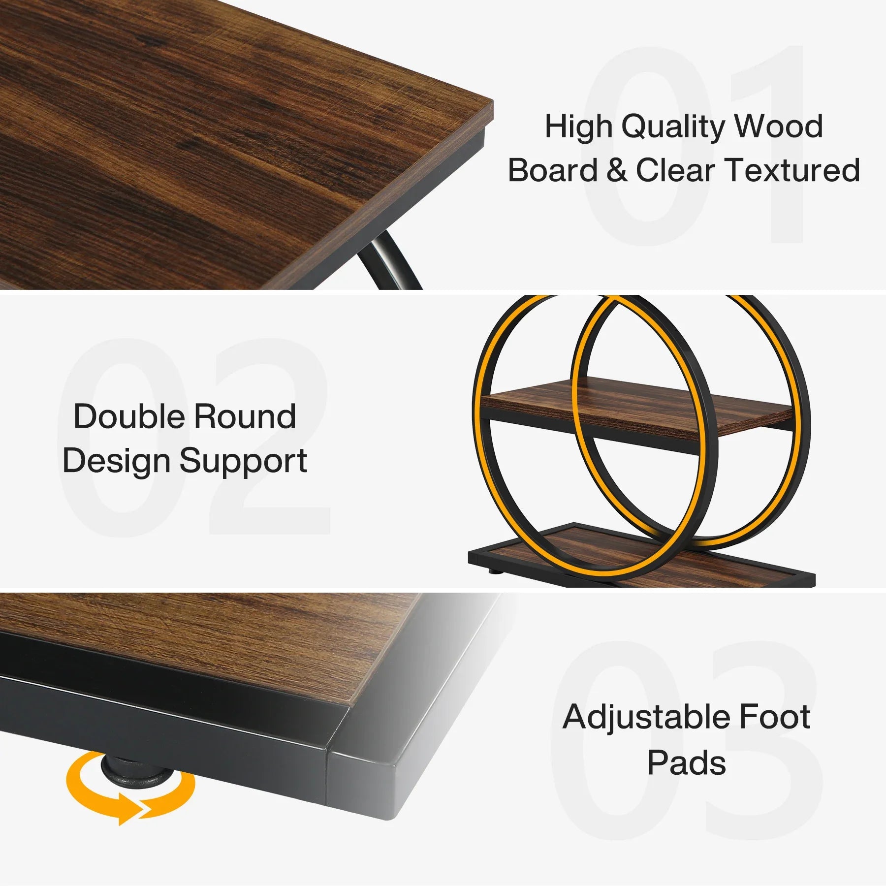 Isyvelra Industrial Narrow Side Table | 3-Tier Wooden Storage Shelf Table | Slim Space-Saving Nightstand & Sofa Table | Wood & Metal Design | 30 × 60 × 65 cm