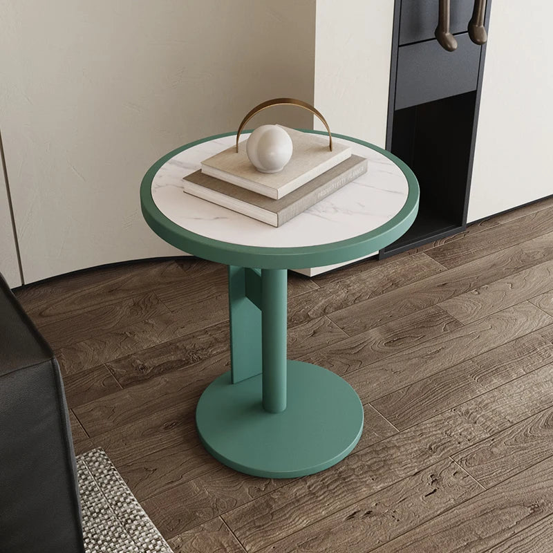 Calviera Round Luxury Side Table | Rock Slab Accent Table | Modern Sofa & Bedroom Nightstand Table