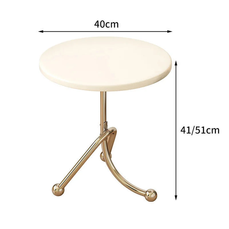 Caverox Wooden Round Side Table | Stainless Steel Leg | Modern Coffee Table 40 cm