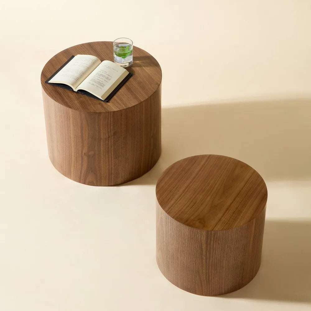 Eldoriann Round Nesting Coffee Table Set of 2 | Modern Space-Saving Side Tables | MDF