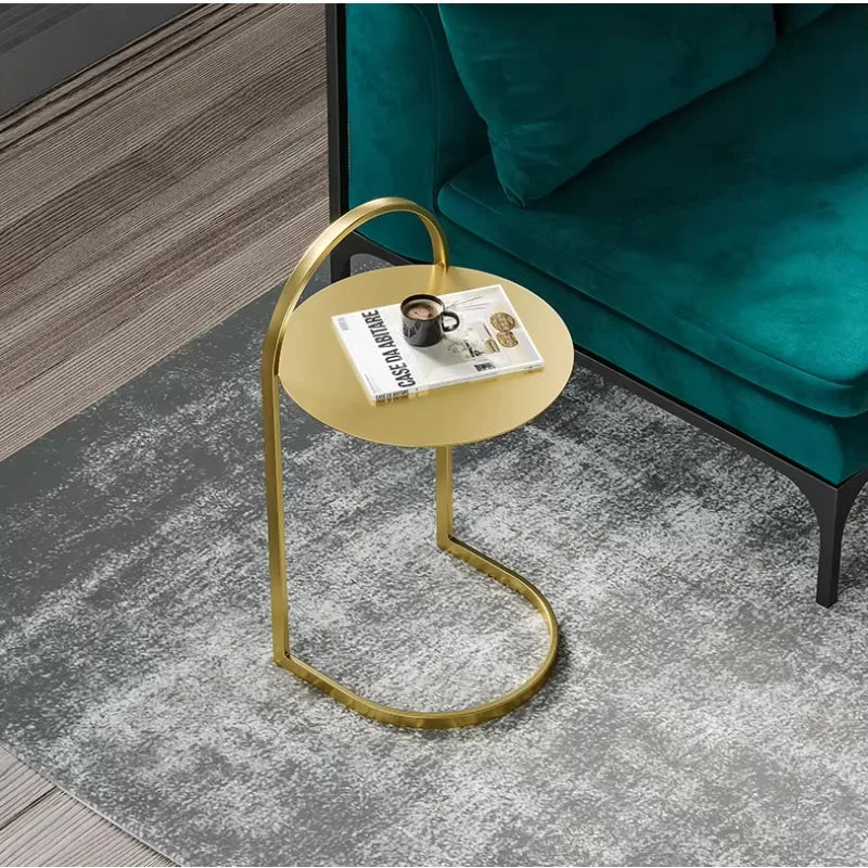 Marveillo Round Golden Iron Side Table | Nordic Modern Accent Table | Luxury Sofa & Plant Stand