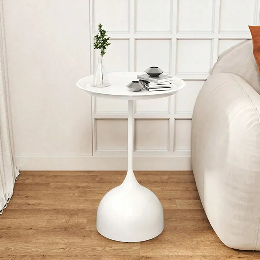 Valessia Scandinavian Round Side Table | Minimalist Metal Iron Frame Accent Table | Compact Nordic Coffee & Nightstand Table | D40 × H60 cm Modern Home Decor