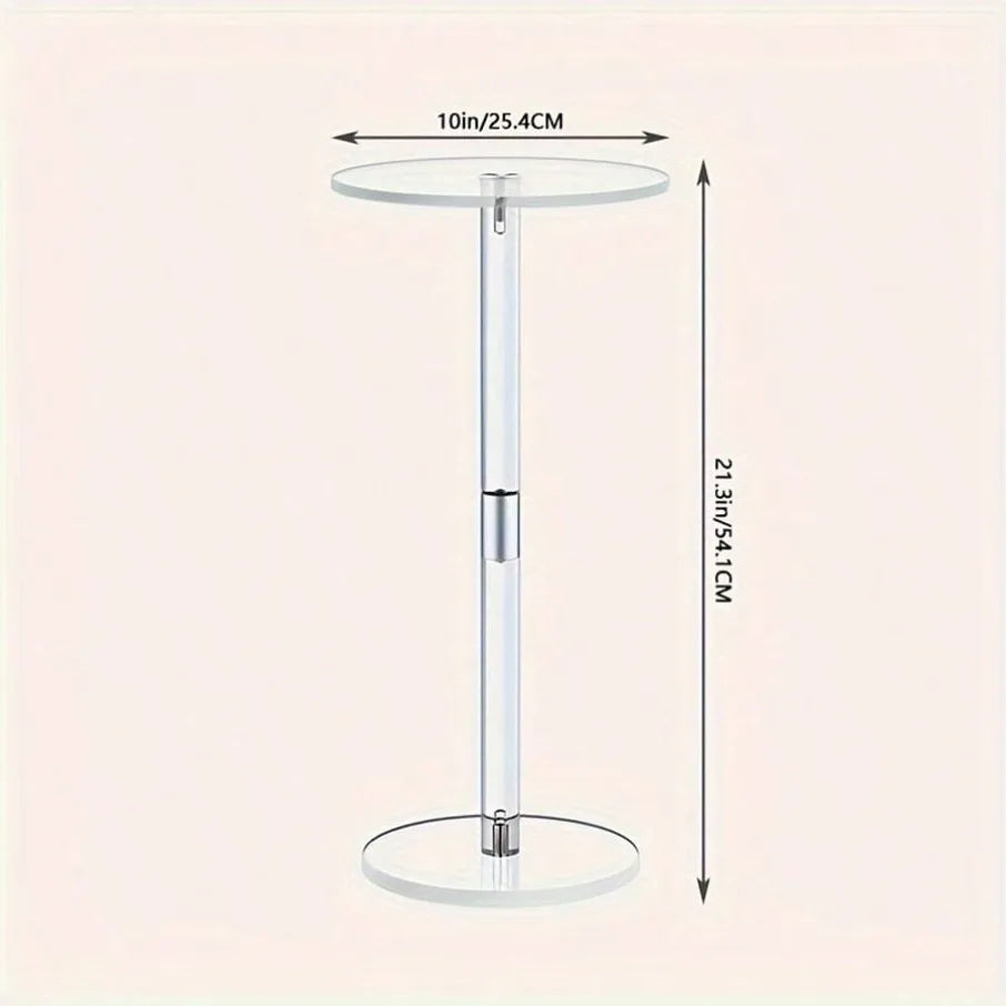 Caeliran Transparent Round Side Table | Foldable Acrylic Accent Table for Living Room