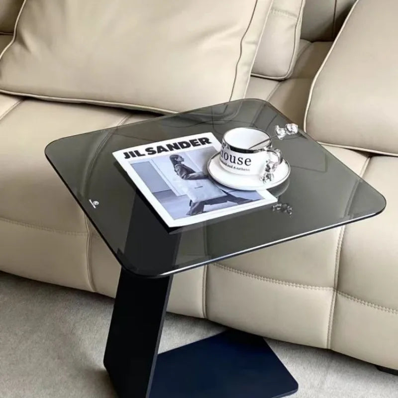 Velarno Round Tempered Glass Coffee Table | Modern Italian Minimalist Sofa Table | Luxury Metal Frame Living Room Side Table