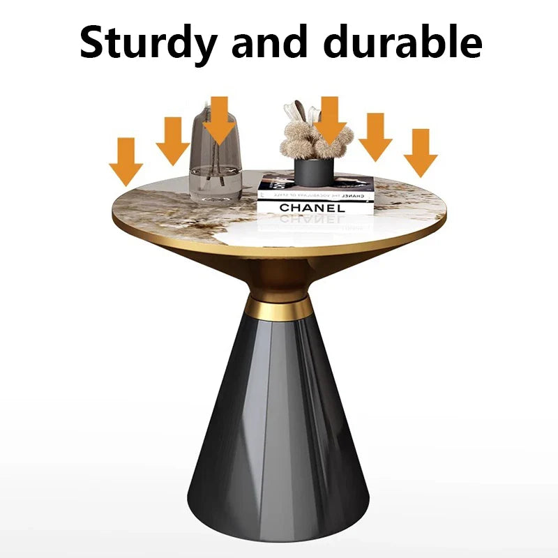Elarian Modern Round Luxury Coffee Table | Metal & Marble Accent Table | Nordic Minimalist Center Table