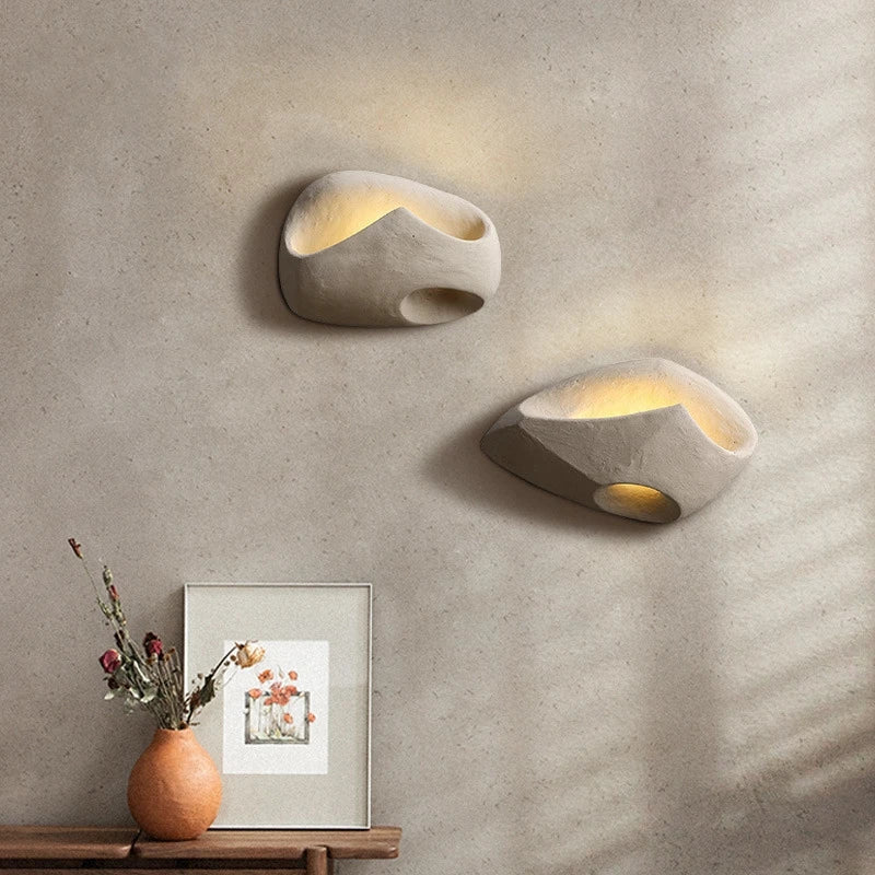 Art Deco Cement Style Wall Lamp for Interior Spaces | Sculptural Design | G4 LED Light | Resin Build | Modern Industrial Lighting
