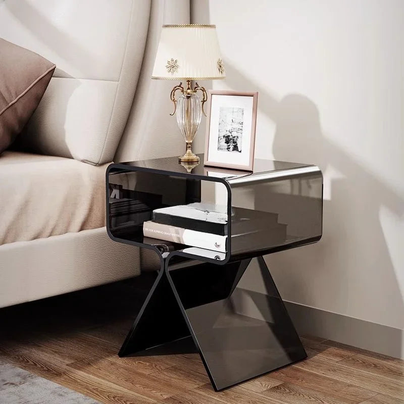 Ignyra Transparent Acrylic Side Table | Modern Minimalist Slim Accent Table for Living Room & Bedroom | Lightweight Clear Nightstand / Coffee Table | Ø40 × H45 cm
