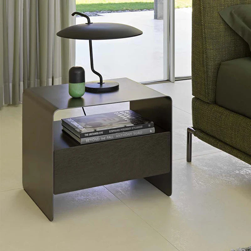 Rovesso Metal Industrial Nightstand with Drawer | Vintage Iron Bedside Table | Modern Loft Style Side Table