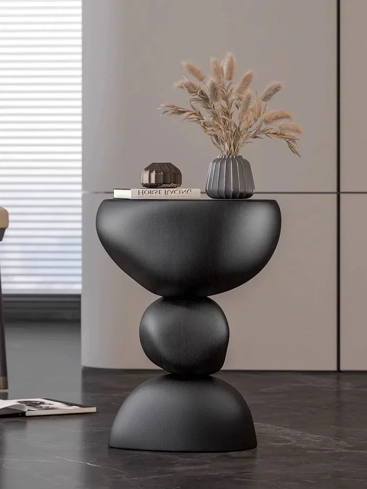 Seravon Scandinavian Imitation Stone Side Table | Modern Nordic Corner Accent Table | Compact Luxury Coffee Table