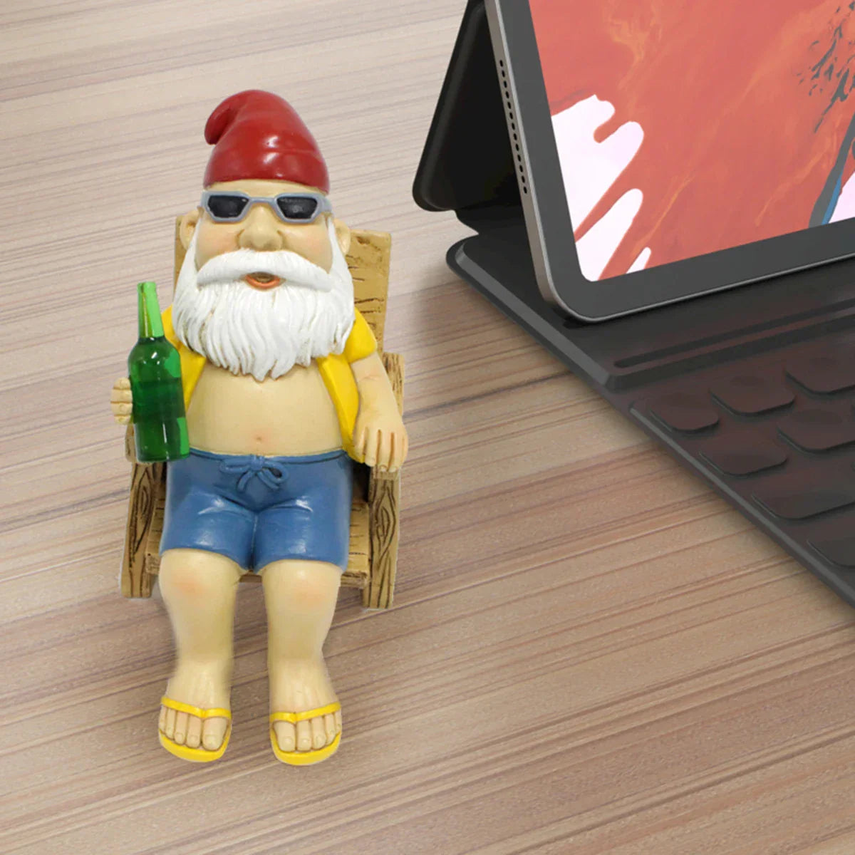 Garden Gnome Sunbather Figurine with Deck Chair for Garden & Patio | Weatherproof Resin Garden Decor | Summer Outdoor Ornament