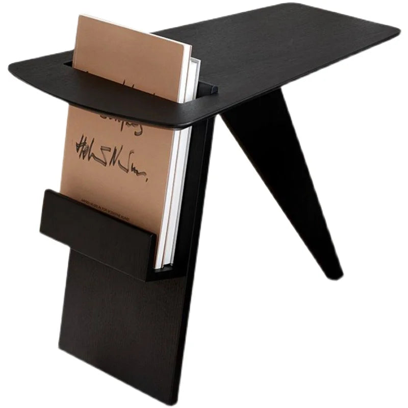 Trevanno Solid Wood Triangular Side Table | Nordic Magazine Rack End Table | Modern Corner Sofa Table